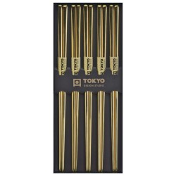 Stainless steel chopsticks - gold colour - 5 pairs