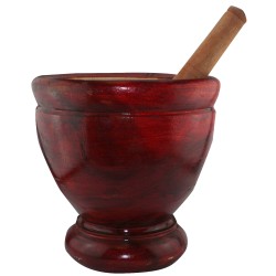 Wooded mortar with wooden pestle